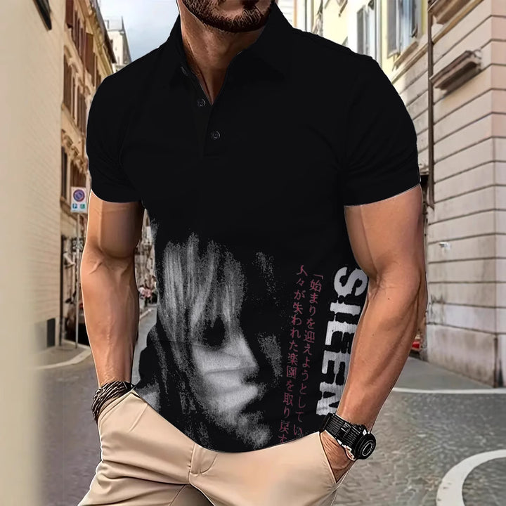 Herre poloshirt med kreativ grafisktryk og åndbar bomuld Stilla