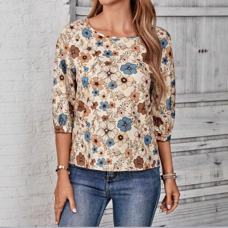 Damebluse med blomsterprint Stilla