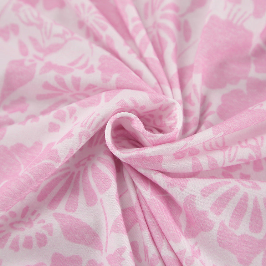 Dame Kimono-inspireret natkjole med blomsterdesign og bindebælte Stilla
