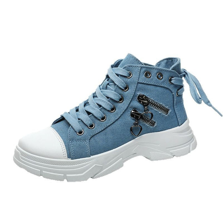 Dame Trendy High-Top Sneakers med stilfulde lynlåse og gummisål Stilla
