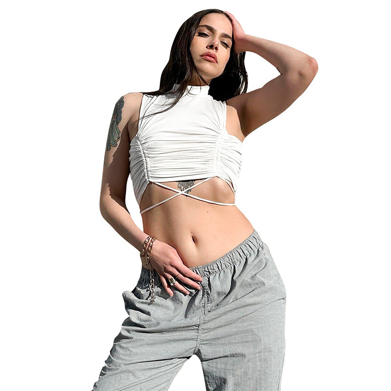 Femme Stilfuldt Rynket Crop Top Stilla