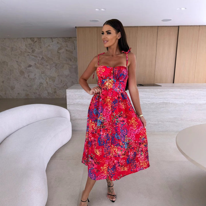 Dame Blomst A-Maxi-Kjole med justerbare stropper Stilla