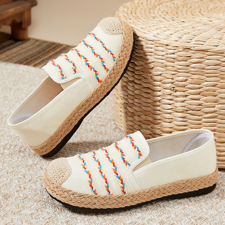 Dame Espadrilles med elastisk indslipning og flettet jute bund Stilla