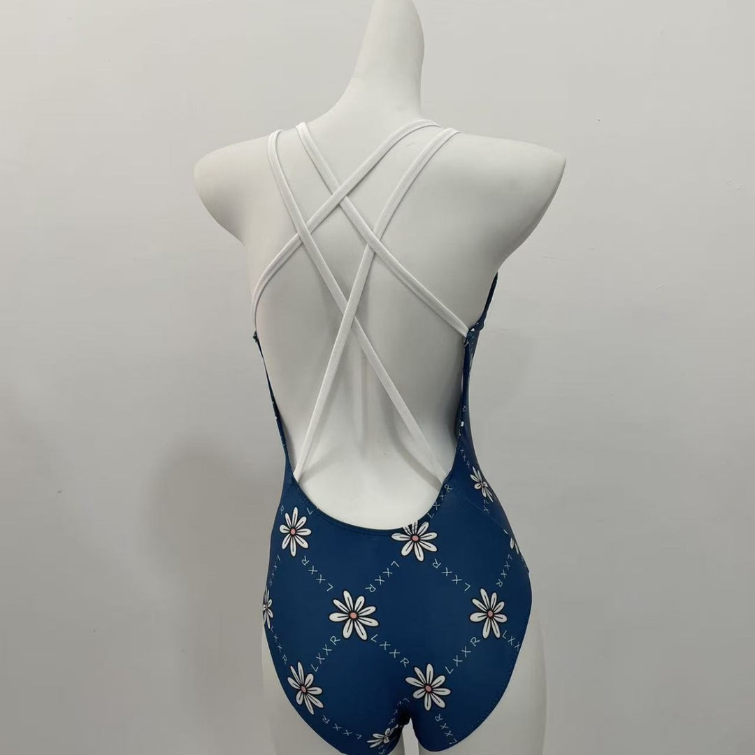 Dame one-piece badedragt med blomsterprint og justerbare stropper Skovae