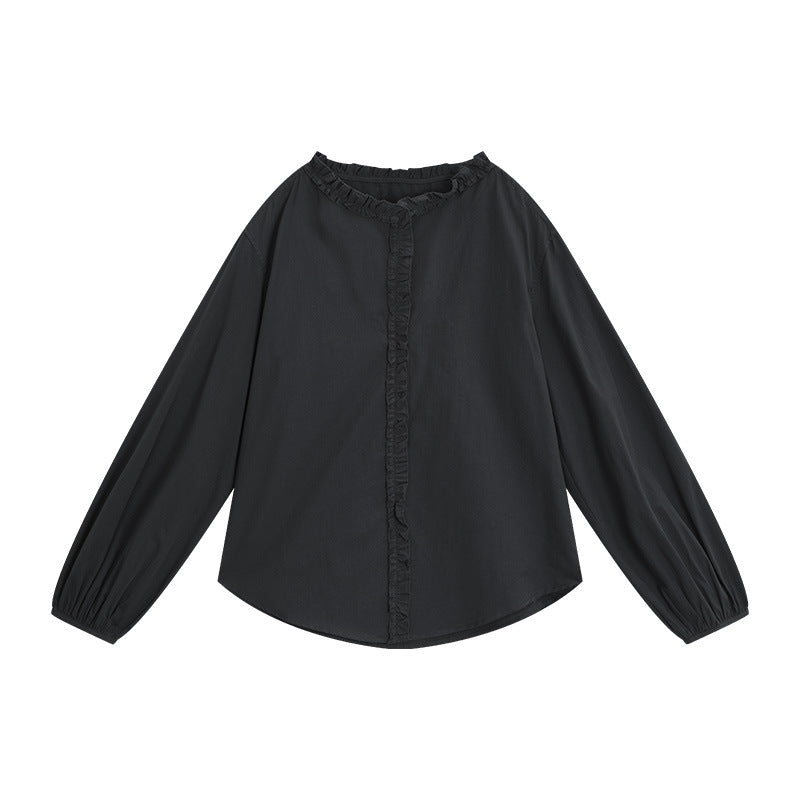 Dame raffineret bluse med flæsedetaljer og let snit Stilla