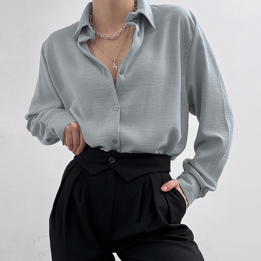 Dame elegant skjorte bluse lavet af højkvalitets, let materiale med moderne krave Stilla