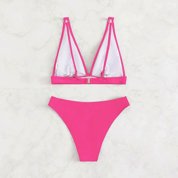 Damehøjtaljet bikini med elegant V-udskæring Skovae