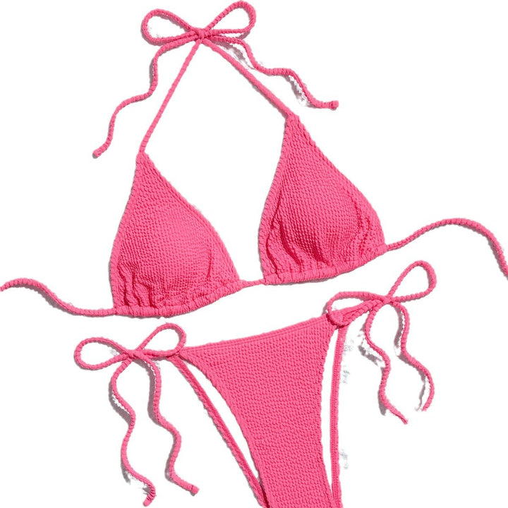 Dame Triangel-Bikini med struktureret tekstur og sidelinske bindebånd Stilla