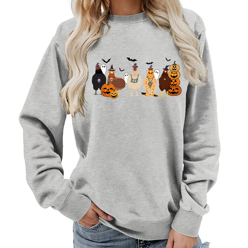 Dame sweatshirt med muntert Halloween-motiv Stilla
