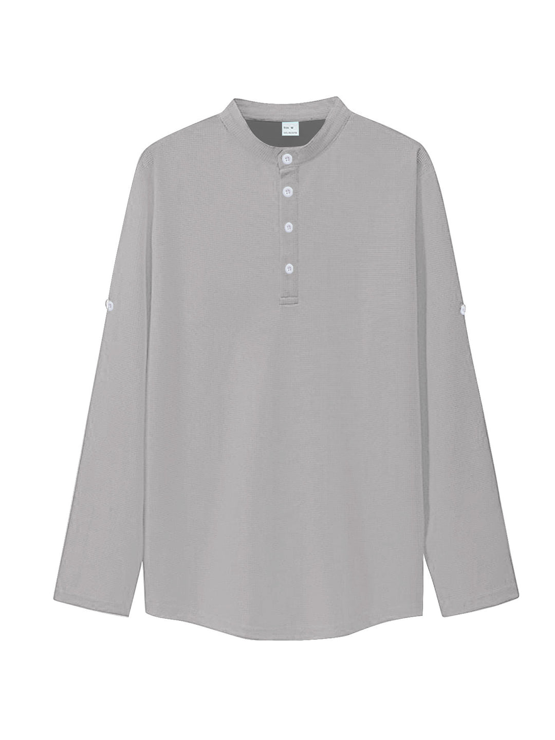 Dame nan oversized Langarm-Henley med ståkrave vaffelstruktur og ærmesikring Skovae