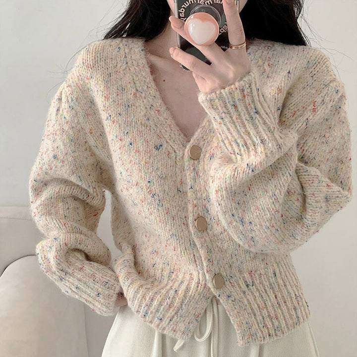 Kvinders Cozy Chunky Strik Cardigan med V-Hals og Knapper Stilla
