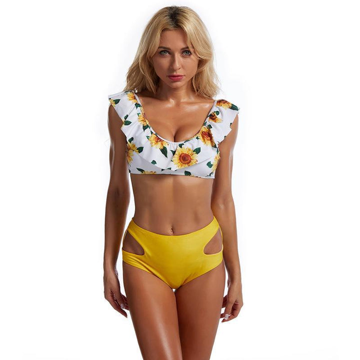 Dame bikini sæt med legende flæsedesign og høj talje cut Skovae