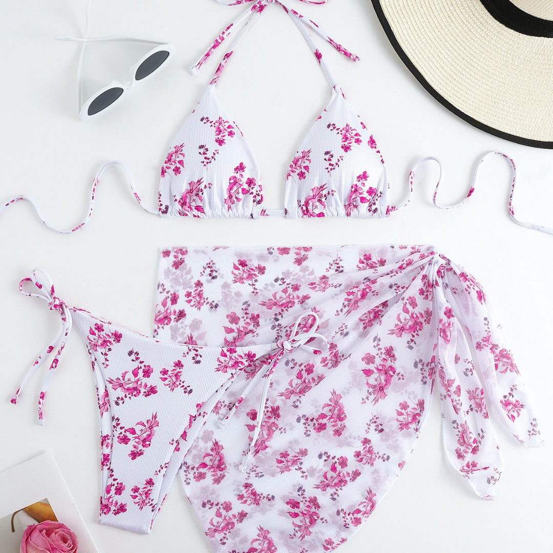 Dame Triangel-Bikini-Sæt med elegant Pashmina Skovae