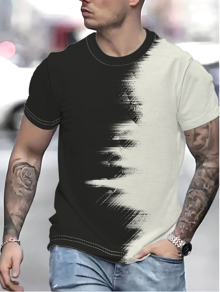 Herrer T-shirt med moderne farvegradient og unikt struktureret design Stilla