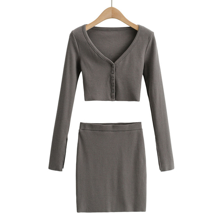 Dame Crop-Top og Nederdel Sæt i elegant Design Stilla