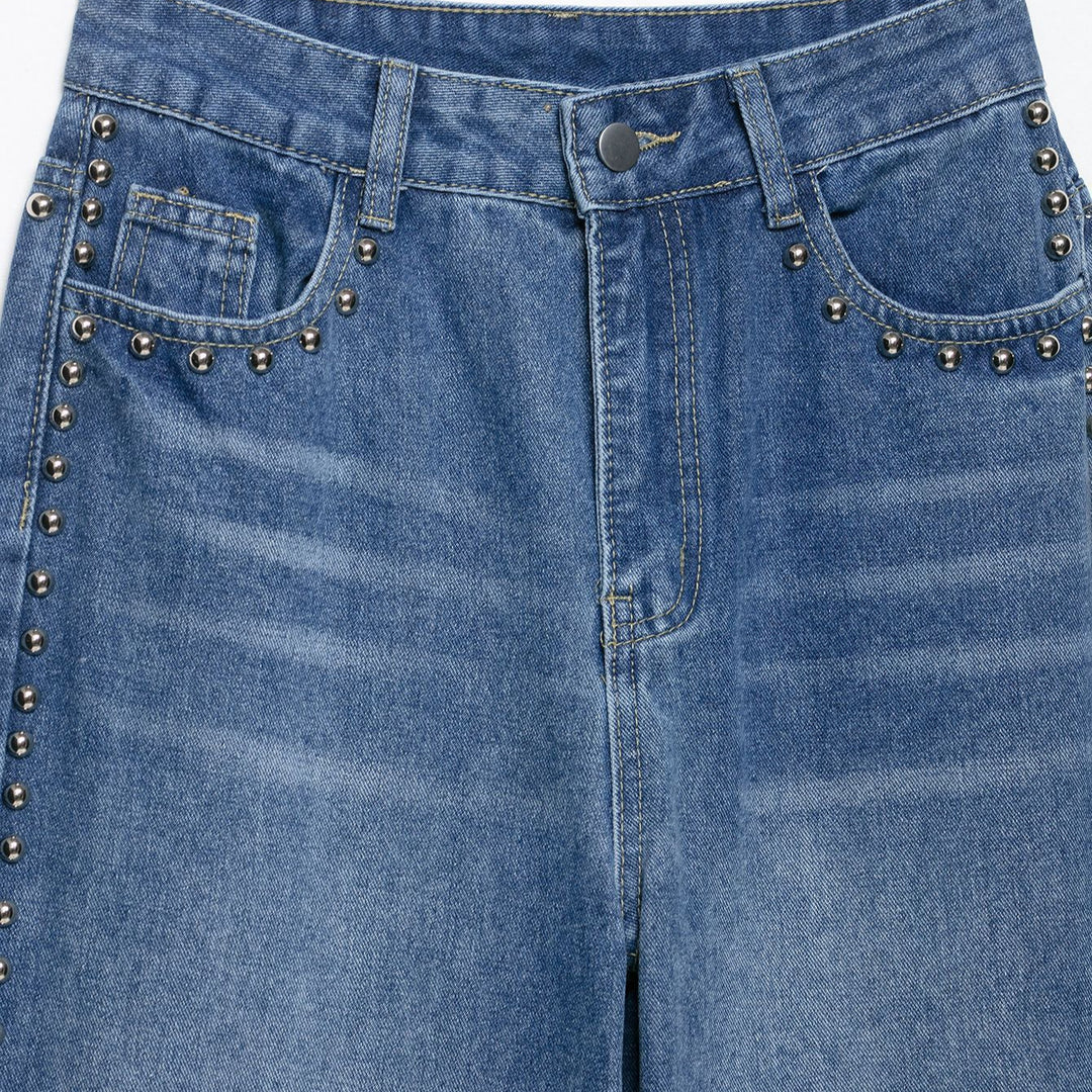 Dame Bred Jeans med Smykke Detaljer Stilla