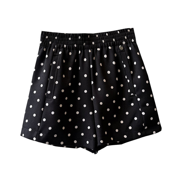 Dame Polka-Dot Shorts med elastisk linning og sidelommer Stilla