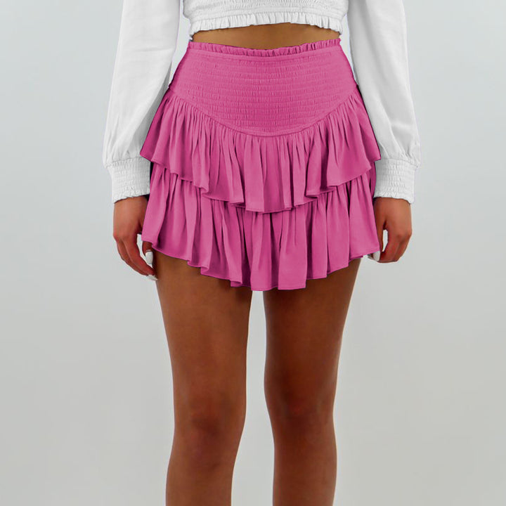 Dame Ruffle shorts med elastisk talje og voluminøse lag Stilla