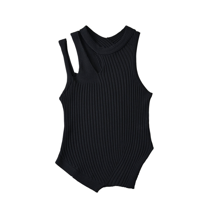 Dame Ribb Strik Tanktop med asymmetrisk design og elegante stropdetaljer Stilla