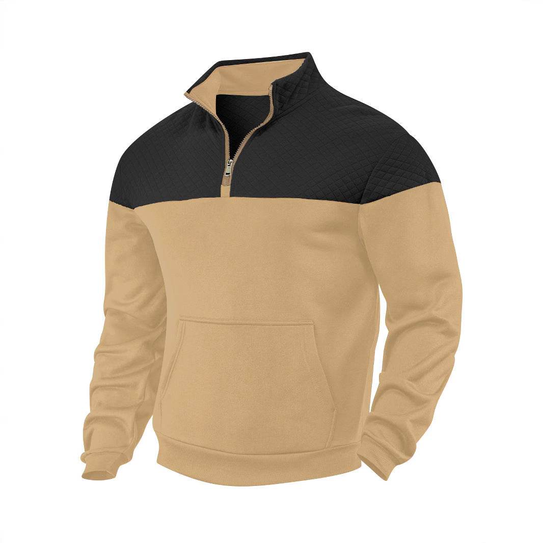 Herren nan skulderpanel-halvzip-sweatpullover med quiltet skulderparti og kengurulomme Skovae