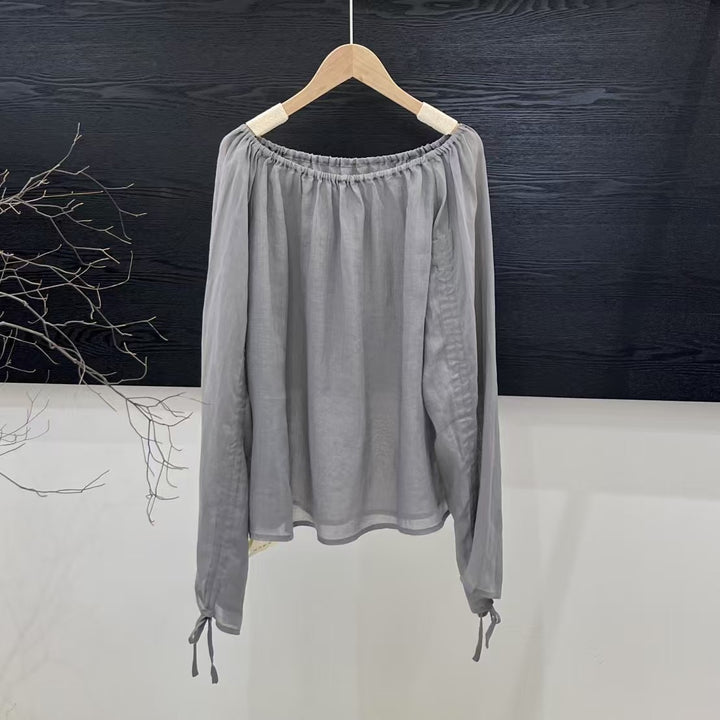 Dame Off-Shoulder Let Bluse med Justerbare Ærmer Stilla