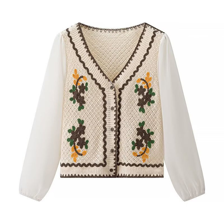 Damer elegant broderet bluse med luftforsvar ærmer Stilla
