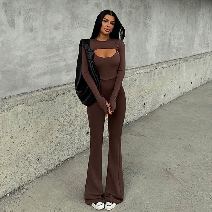 Dame Figurformende Jumpsuit med Cut-Out-detalje og stilfuldt langærmet design Stilla