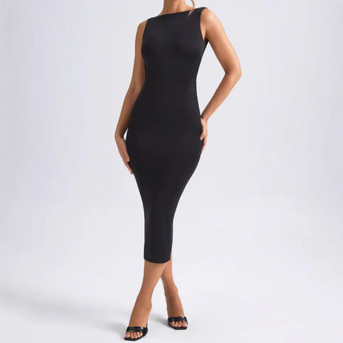 Dame Bodycon Kjole med elegant Ståkrave og smigrende Snit Stilla