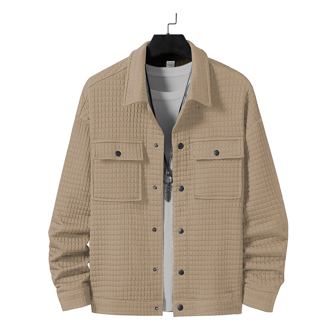 Herre nan quiltet overshirtjakke med kvadratisk quiltstruktur og påsyede brystlommer Skovae