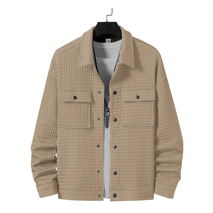 Herre nan quiltet overshirtjakke med kvadratisk quiltstruktur og påsyede brystlommer Skovae