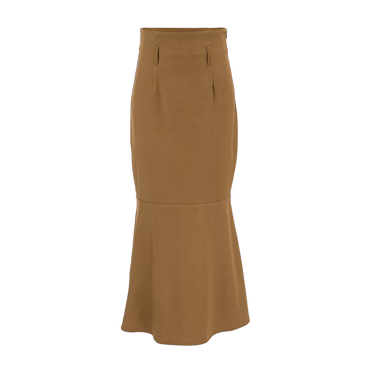 Dame elegant blyantskirt med svingende kant og bælte Stilla