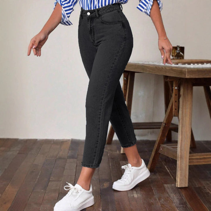 Dame Høj Talje Ankellange Denim Jeans Stilla