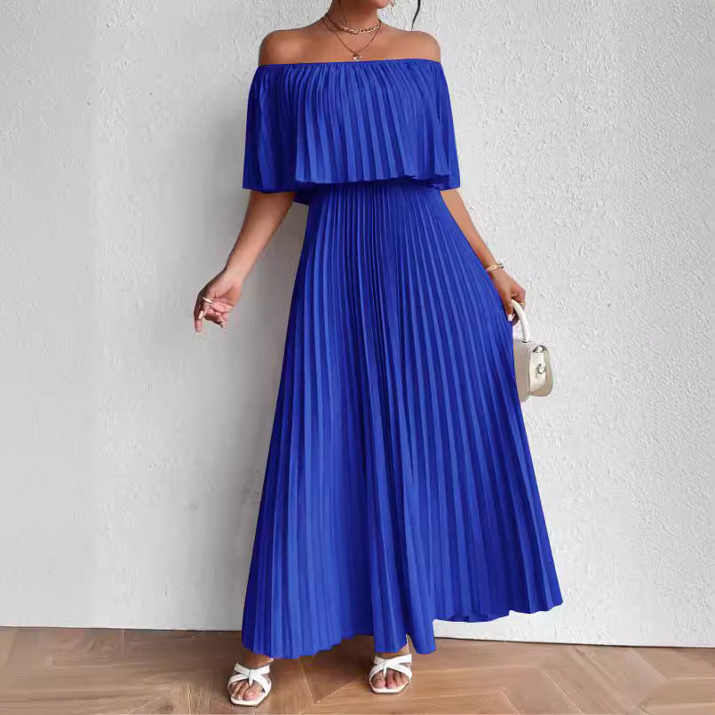 Dame Off-Shoulder Maxikjole med elegant fold Stilla
