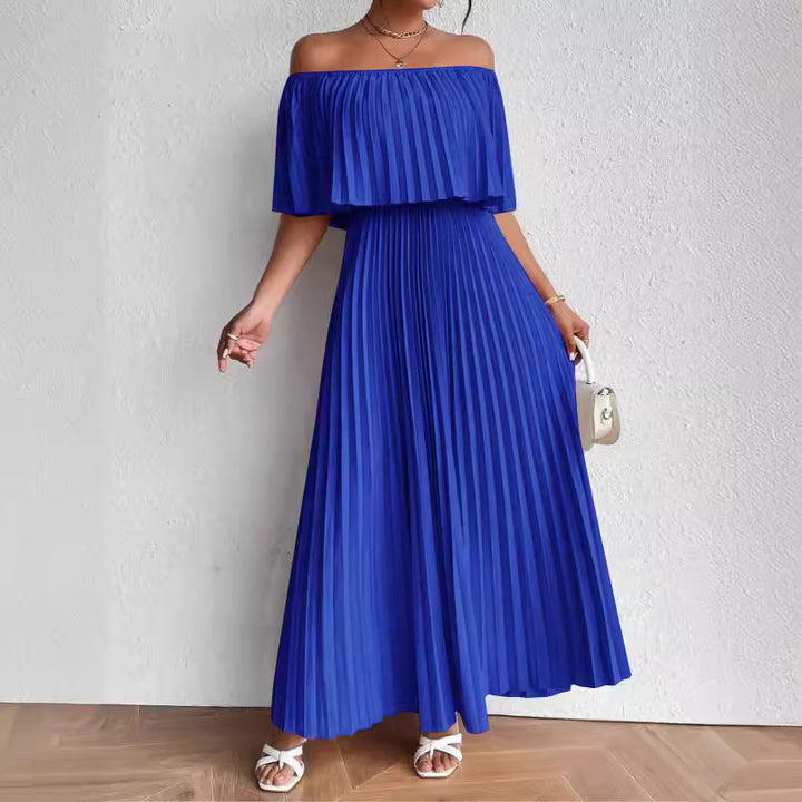 Dame Off-Shoulder Maxikjole med elegant fold Stilla