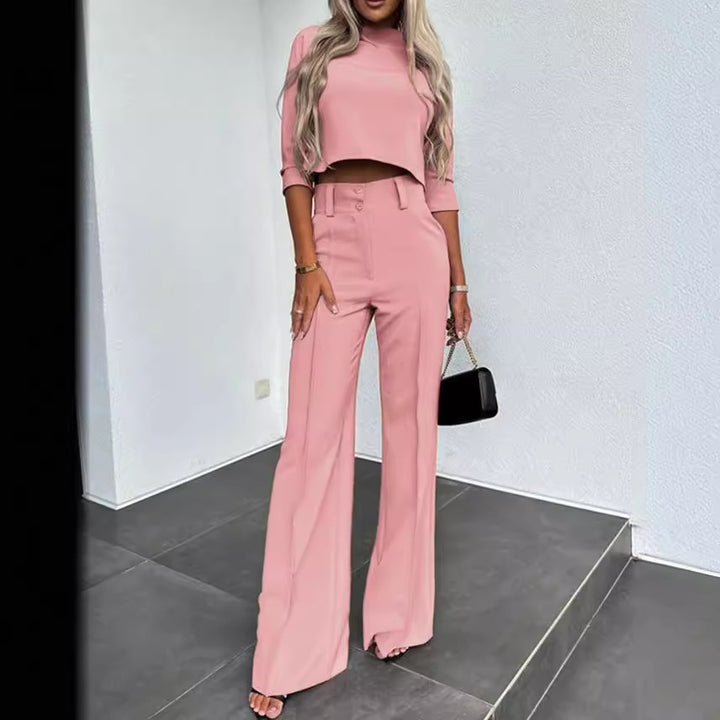 Dame elegant sæt bestående af cropped top og løse bukser Stilla