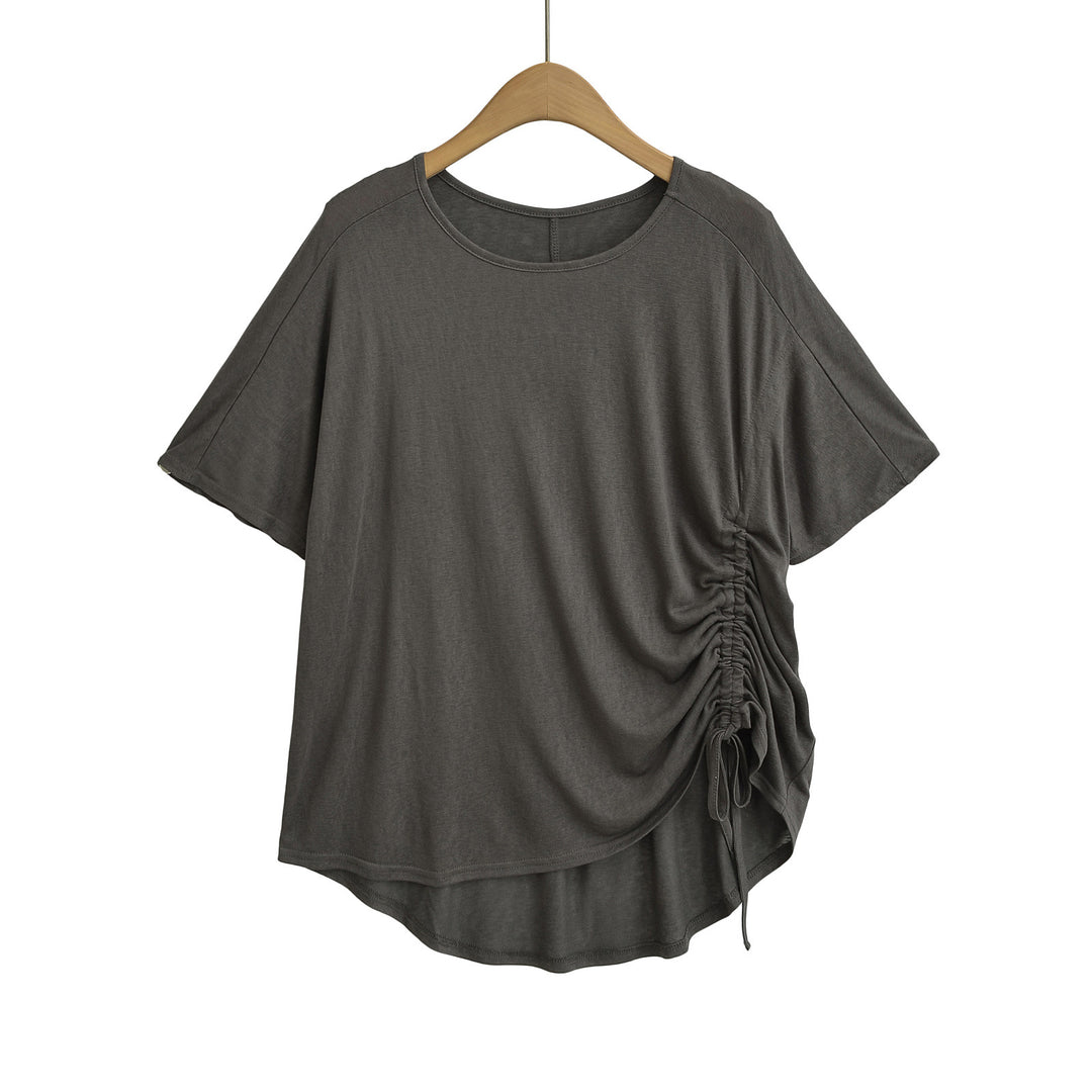 Dame afslappet indpakningsbluse med elegante rynker Stilla