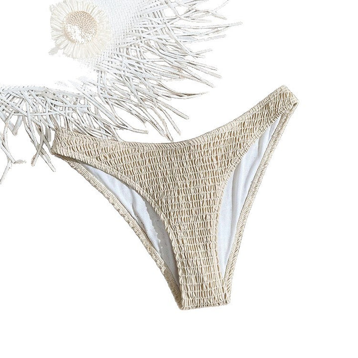 Dame bikiniunderdel med elastisk flæsedesign og høj udskæring Skovae