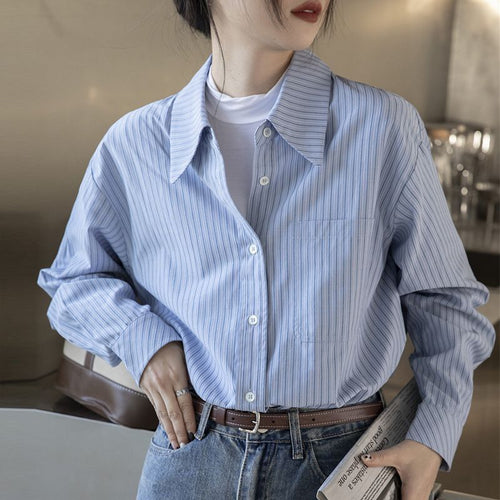 Damer casual skjorte bluse med fine striber Stilla