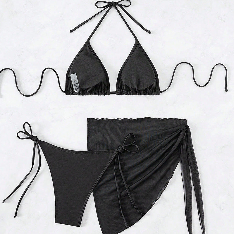 Dame Bikini-sæt med frugtagtigt mønster og stilfuld omslagsskjorte Stilla