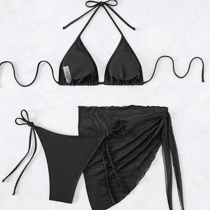 Dame Bikini-sæt med frugtagtigt mønster og stilfuld omslagsskjorte Stilla
