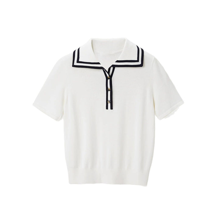 Dame polo shirt med maritim krave og smart knapdetalje Stilla