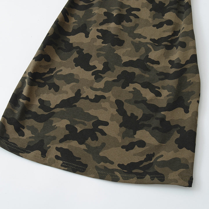 Dame Minikjole med trendy camouflage-design og smalle stropper Stilla