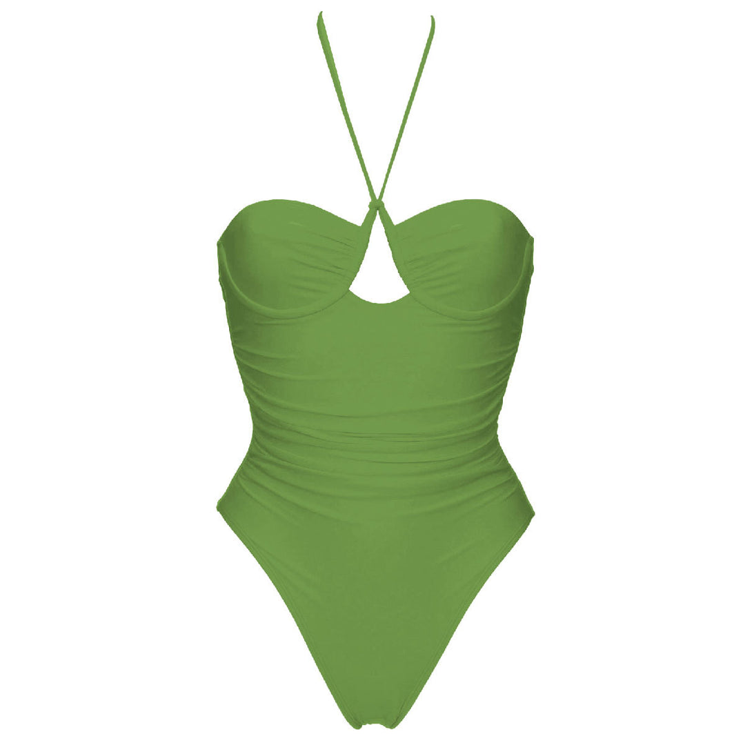Dame Én delet badedragt med elegant cut-out og ruching Stilla