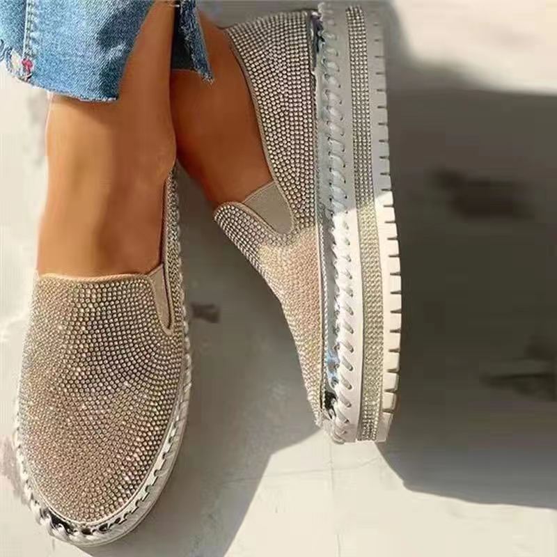 Dame Glitrende Slip-On Sneakers med elastiske indsats og skridsikker sål Stilla