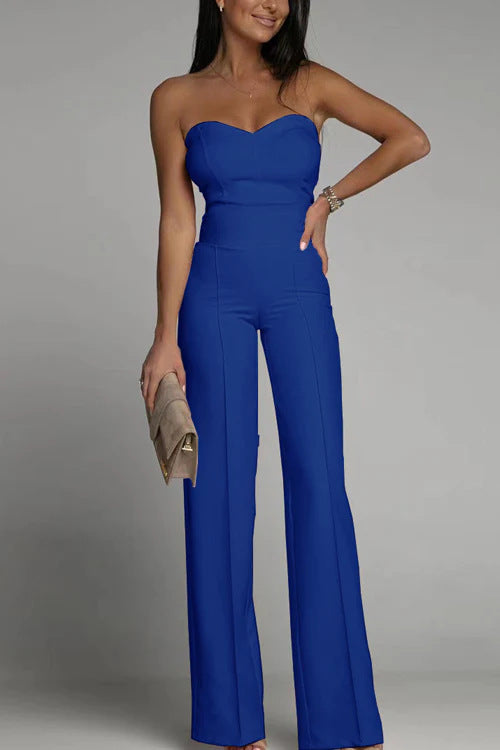 Dame elegant jumpsuit med off-shoulder design og vid ben Skovae