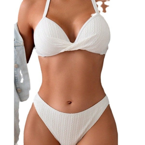 Dame Triangle-Bikini med elegant indpakningsdesign og høj skæring Stilla