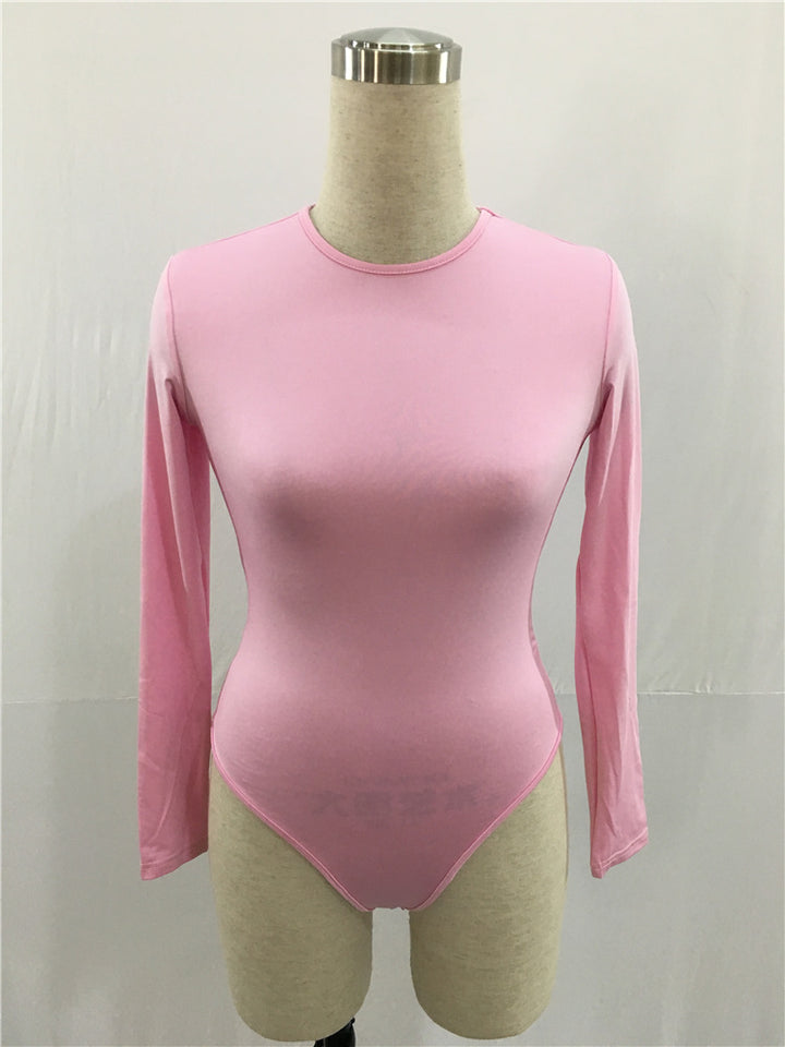 Dame Langærmet Bodysuit med figursyet snit og høj krave Stilla