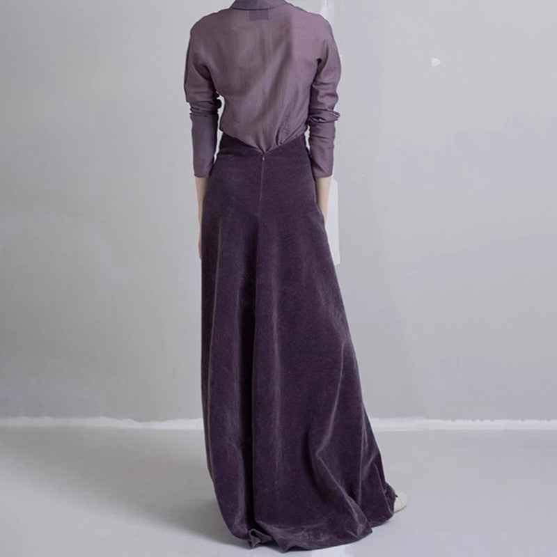 Dame elegant midi nederdel lavet af højkvalitets velour Stilla
