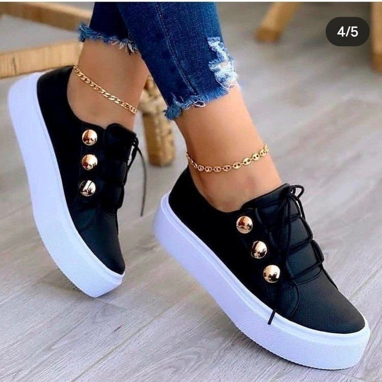Dame sneakers med luksuriøse gulddetaljer og skridsikker sål Stilla