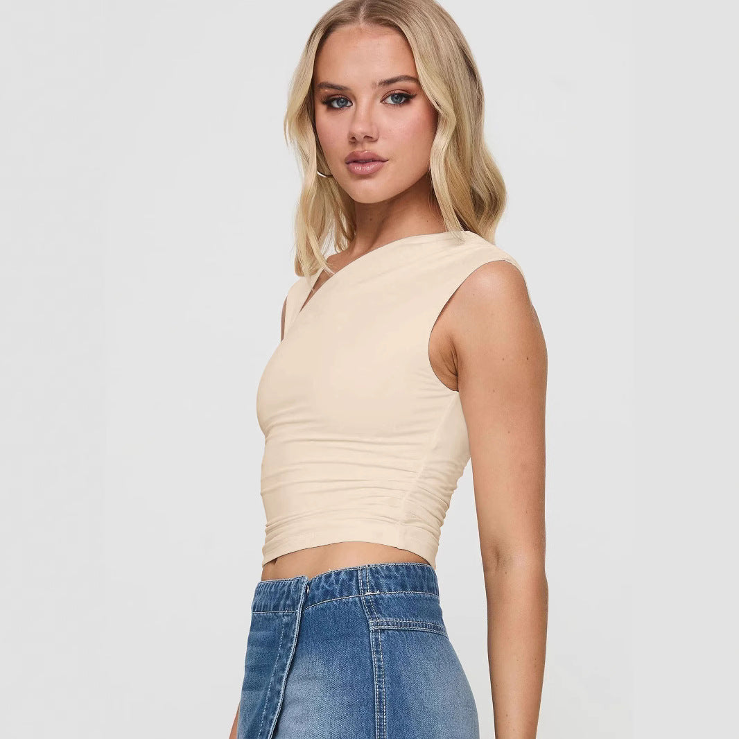 Damer asymmetrisk Crop-Top med særlig udskæring Stilla